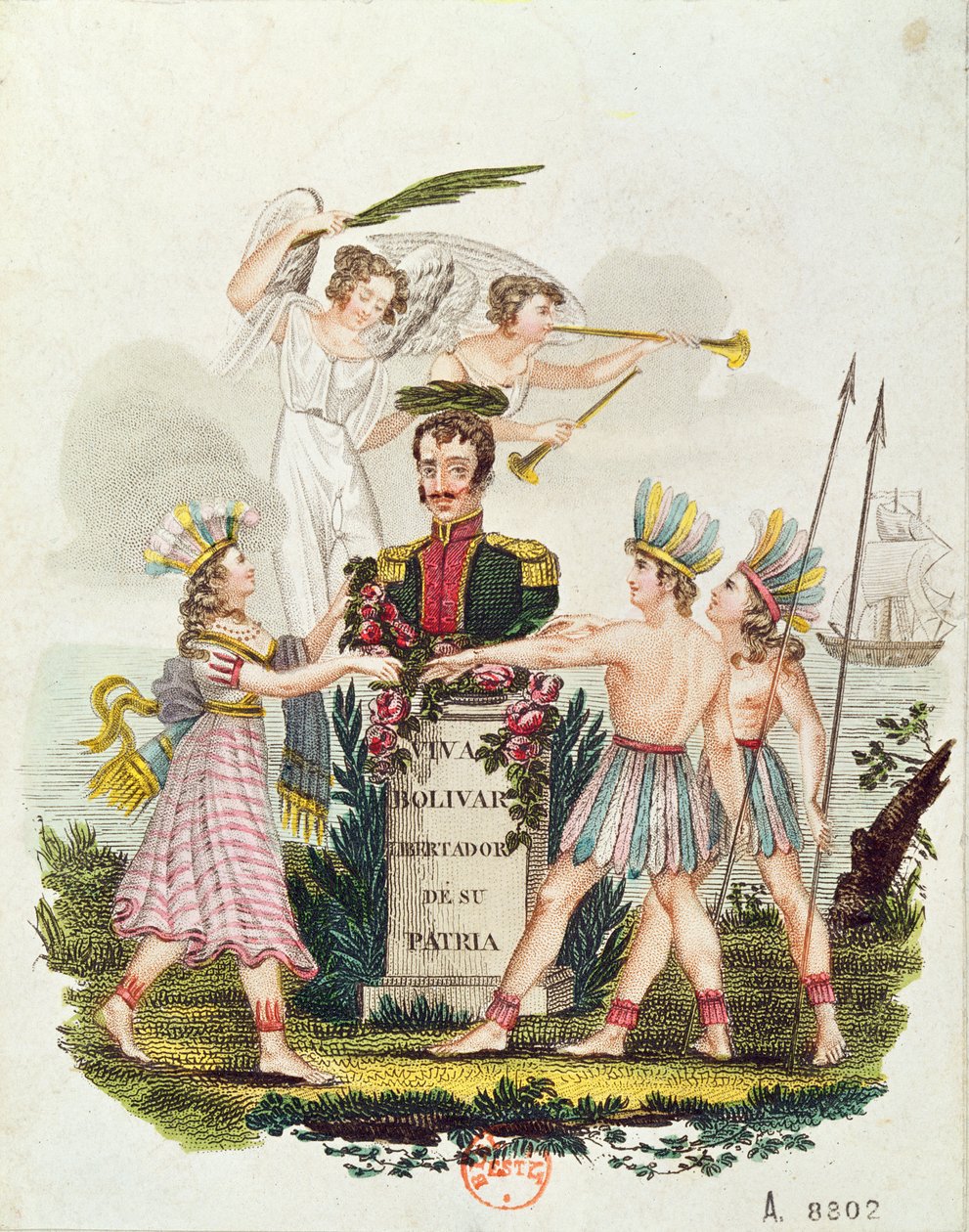 Bolívart magasztaló népszerű képek, 1840 körül alkotó: Venezuelan School