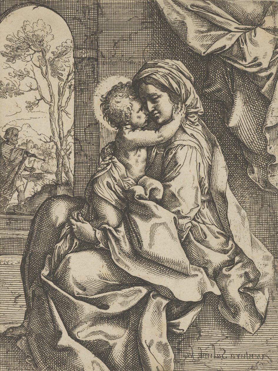 A Szűzanya ölében ölelte a Krisztus-gyermeket, József látta a..., kb. 1600-1613. alkotó: Ventura Salimbeni