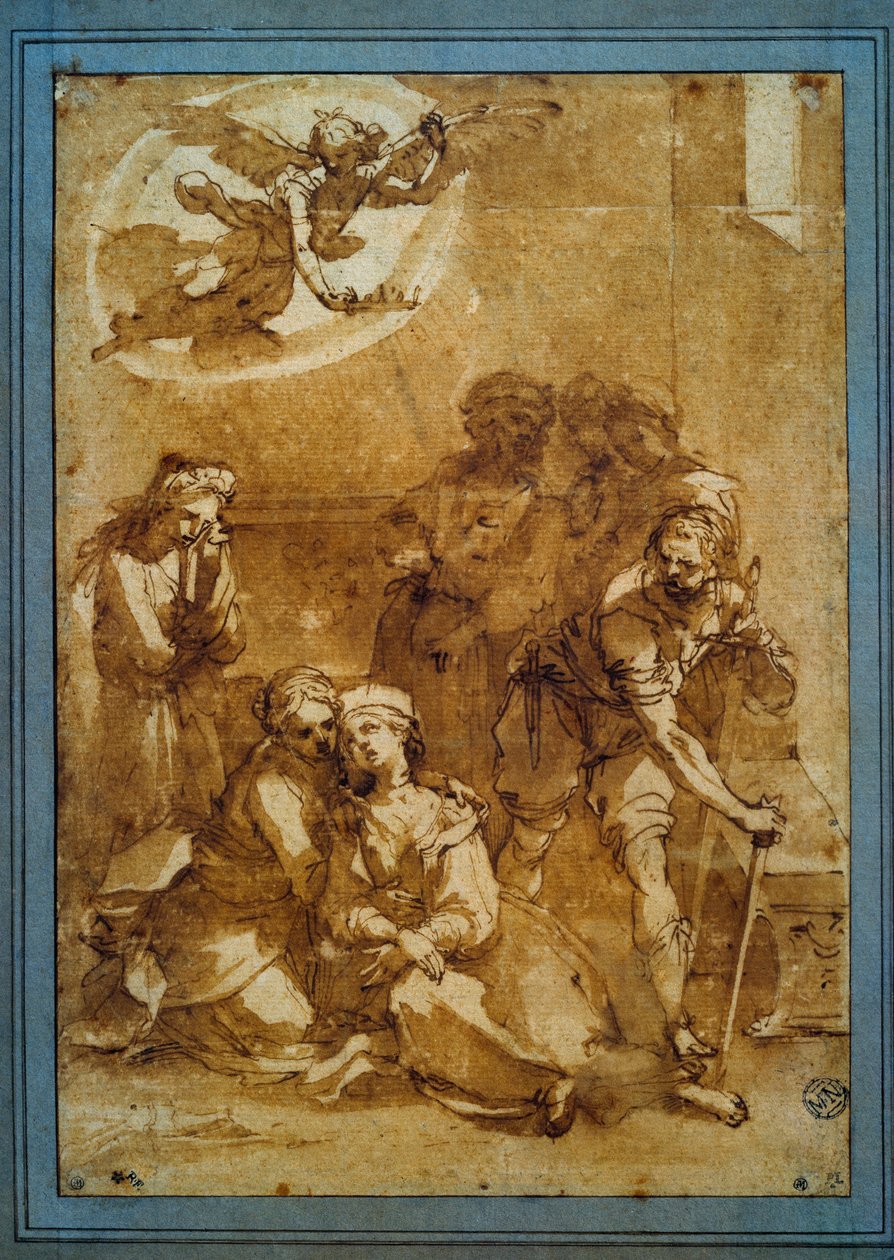 Szent Cecile halála Barna tintával készülő rajz Santa Cecilia (Pisa) számára, Ventura di Arcangelo Salimbeni dit Bevilacqua (1568-1613) V. 0,25 X 0,17 m. Párizs, Louvre Múzeum alkotó: Ventura di Arcangelo Salimbeni