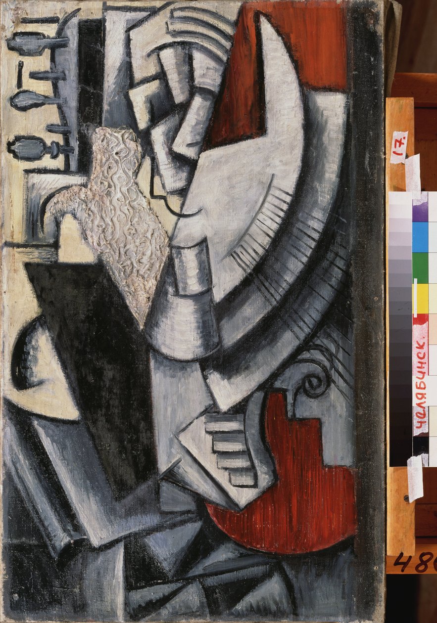 Vlagyimir Tatlin (Tatline) (1885-1953) festőművész portréja egy Bandurával (Bandoura) alkotó: Vera Yefremova Pestel