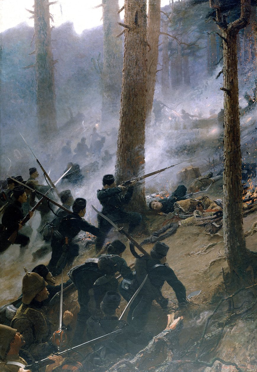 Az 5. Gurkha puskák támadása a Peiwar Kotal ellen, Afganisztán, 1878. december, 1890 körül alkotó: Vereker Monteith Hamilton