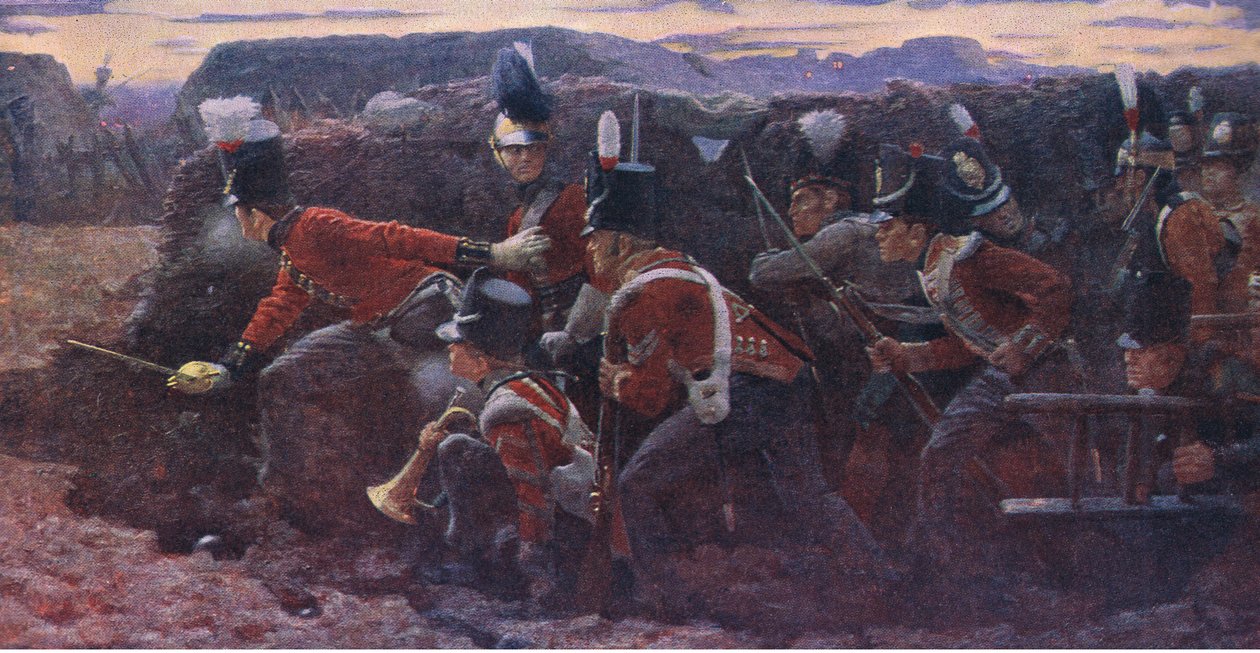 Az elhagyott remény Badajosnál, illusztráció Cassells Anglia története, 1900-as évek alkotó: Vereker Monteith Hamilton
