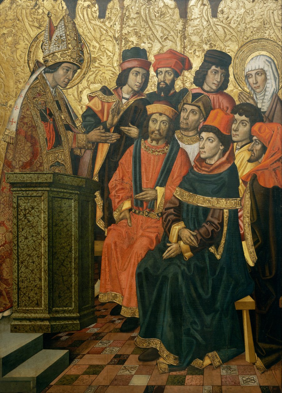 Szent Ágoston és Szent Mónika Szent Ambrose prédikációjában alkotó: Vergós Group