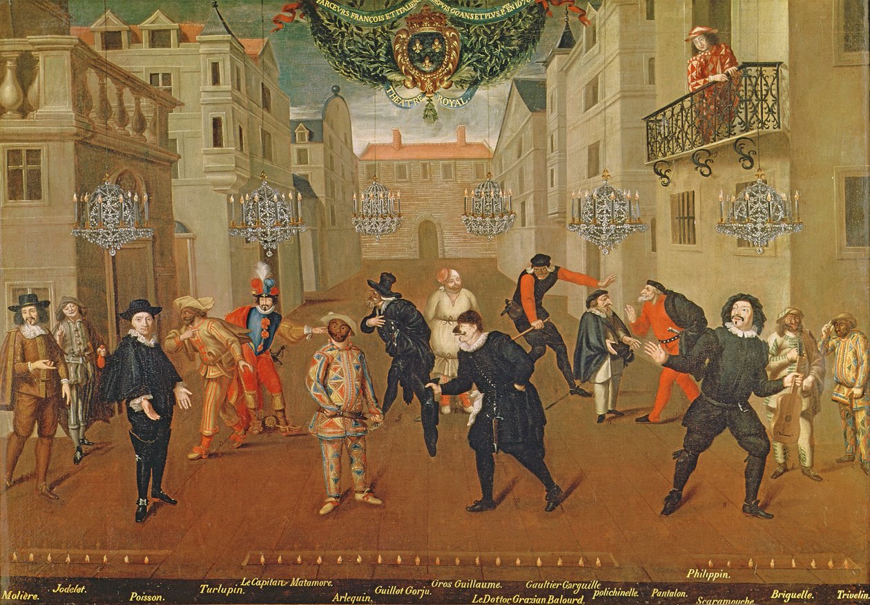 Bohózatban játszó olasz és francia komikusok, 1670 alkotó: Verio