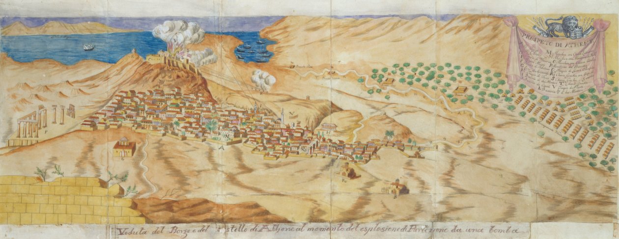 A Parthenon bombázása 1687. szeptember 26 -án alkotó: Verneda Giacomo Milheau