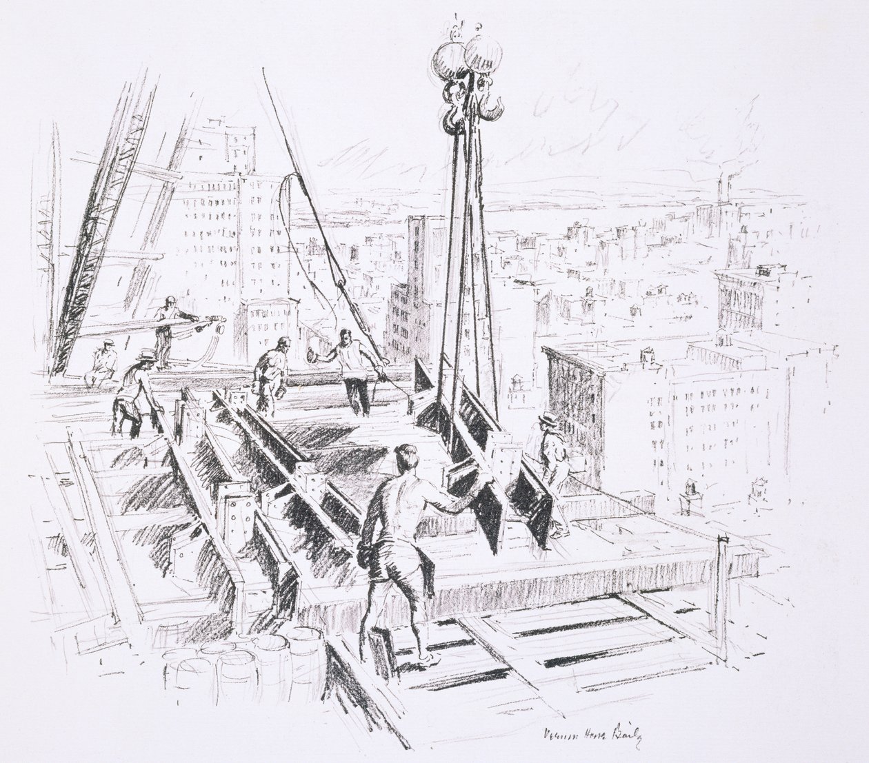 Mozgó gerendák az Empire State Building 25. emeletén, kiadta William Edwin Rudge alkotó: Vernon Howe Bailey