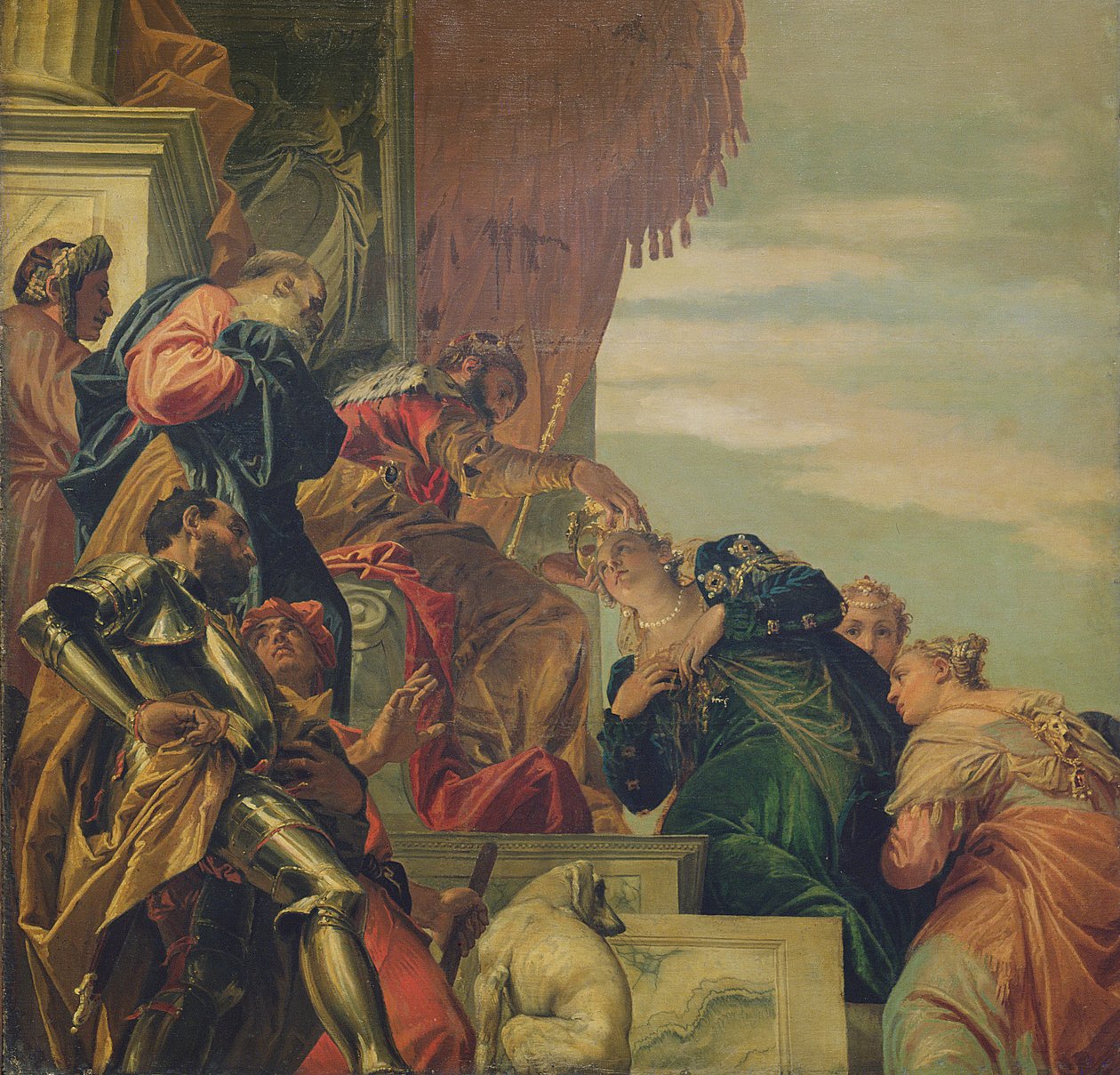Ahasvérus király megkoronázza Esztert, 1556 (mennyezetrészlet) alkotó: Paolo Veronese