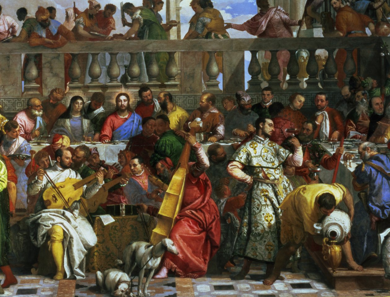 A kánai házassági lakoma, zenészek és kutyák részlete, 1562 körül olaj, vászon, 94932 részlet alkotó: Paolo Veronese