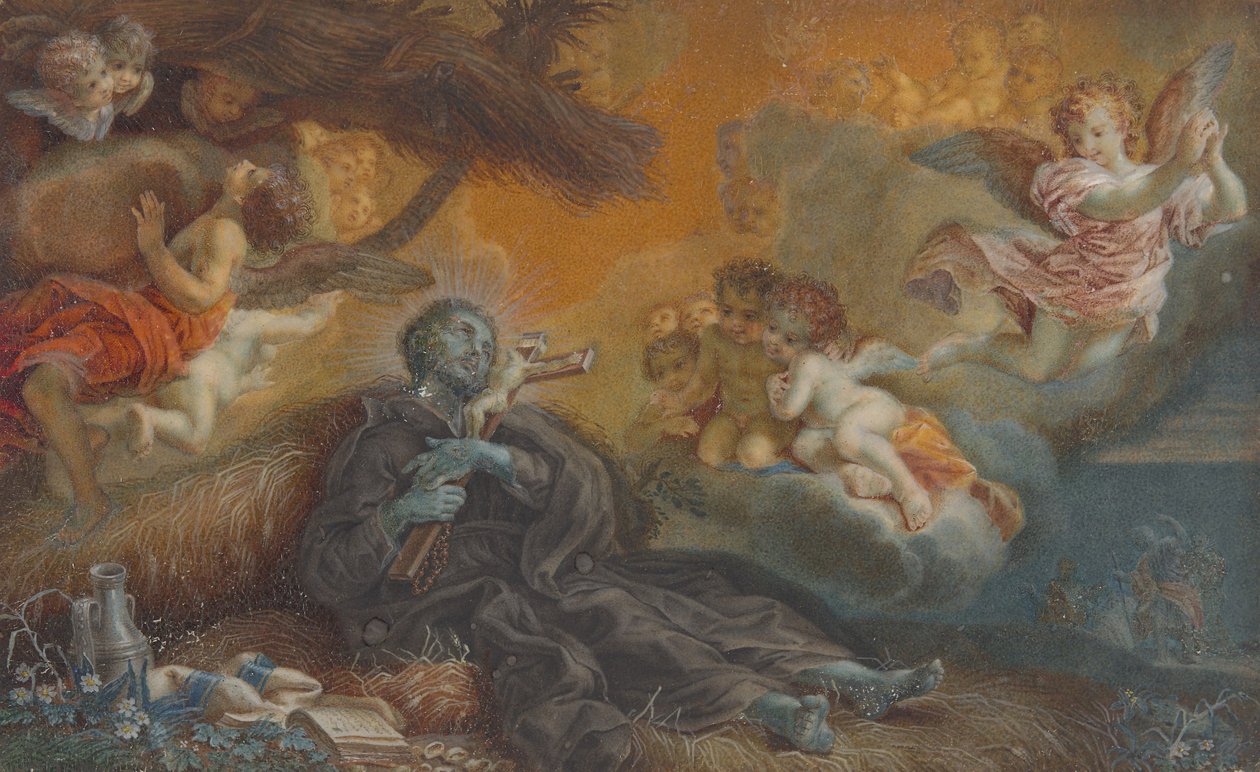 Xavéri Szent Ferenc halála, 1750 körül (olaj, pergamen) alkotó: Veronica Stern