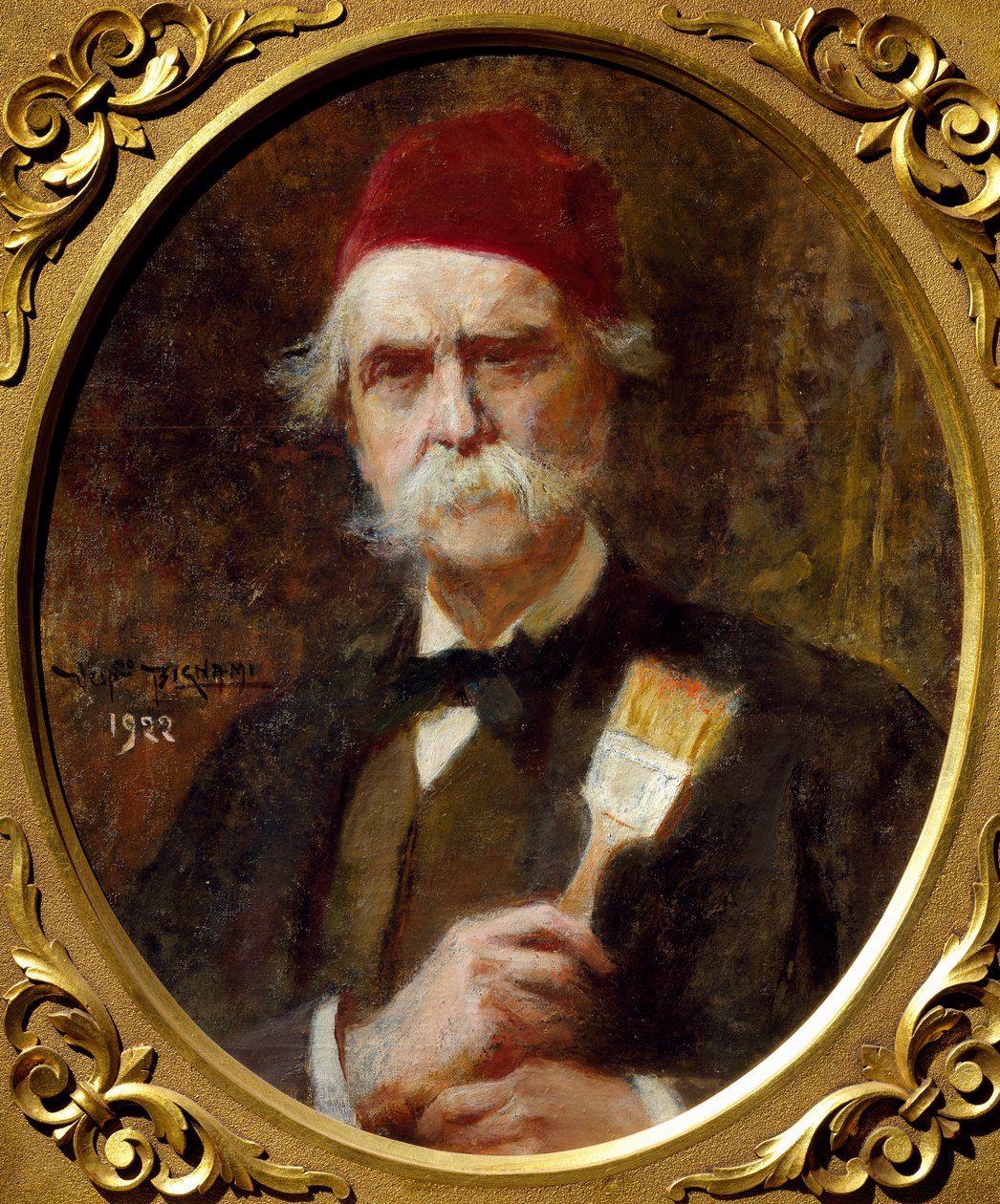 Vespasiano Bignami (1841-1929) önarcképe, olaj, vászon, 55x62 cm alkotó: Vespasiano Bignami