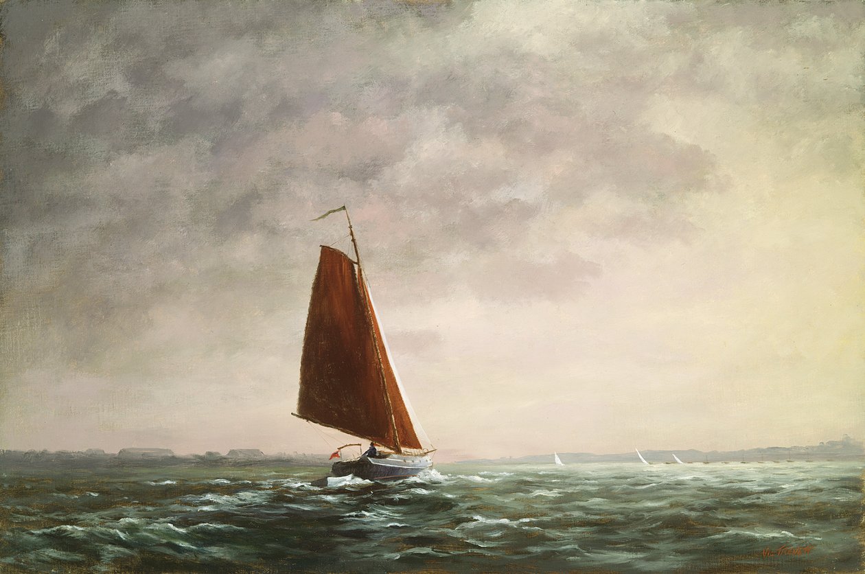 Passing Squall a Medway-n (holland építésű kormányos jacht) alkotó: Vic Trevett