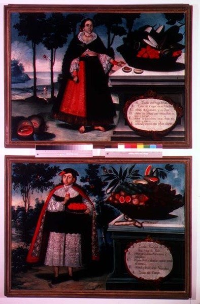 Ecuadori indiánok finom jelmezekben (panel) alkotó: Vicente Alban