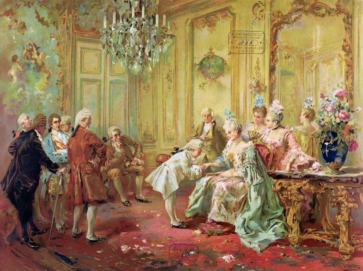 A fiatal Mozart bemutatása Mme de Pompadournak Versailles-ban 1763-ban. alkotó: Vicente de Paredes