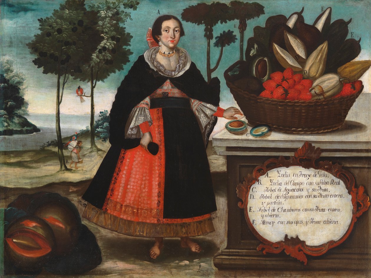 Indiai nő különleges öltözékben, 1783 körül alkotó: Vicente Alban