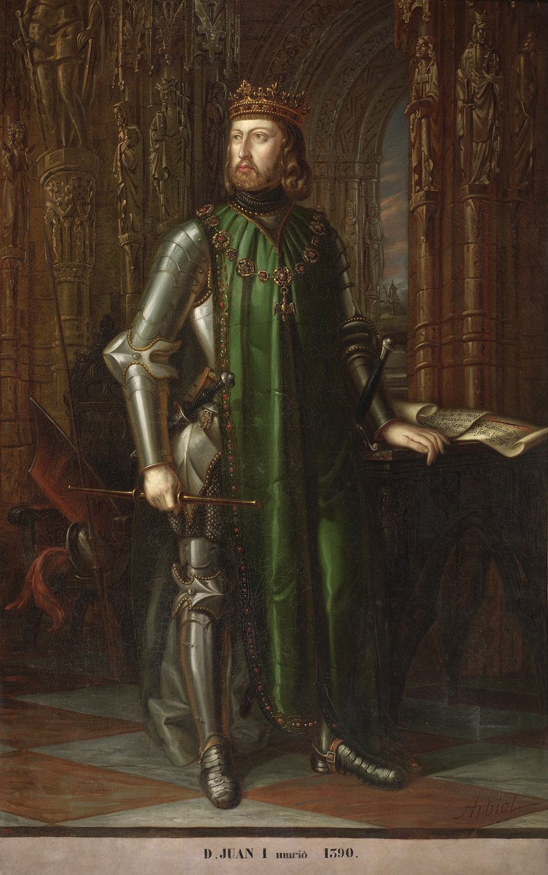 I. János kasztíliai király (1358-1390) portréja (I. János kasztíliai király portréja) Vicente Arbiol y Rodriguez (1812-1876) festménye 1848 Las Cortes-palota, Madrid alkotó: Vicente Arbiol y Rodríguez