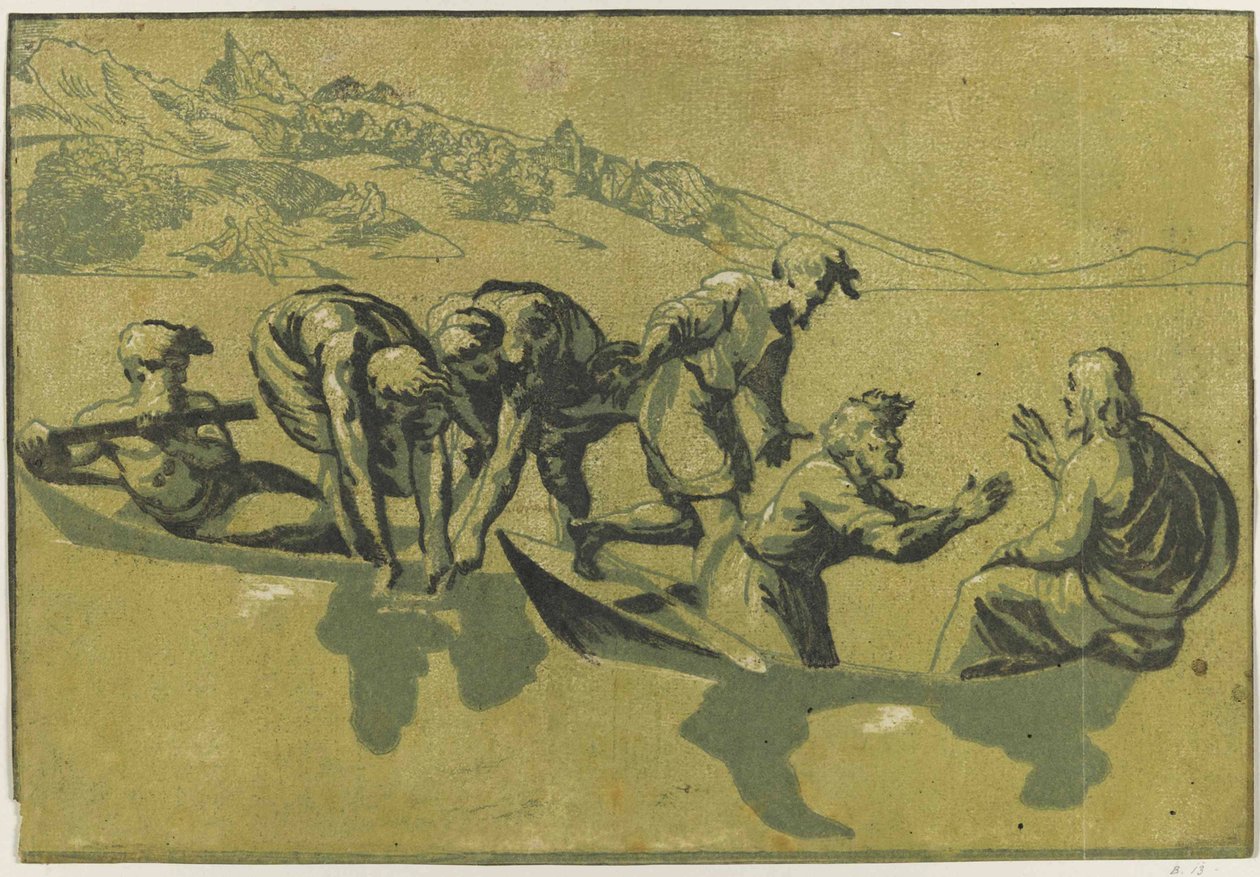 A halak csodás tervezete Raphael után, 1540 körül. alkotó: Vicentino