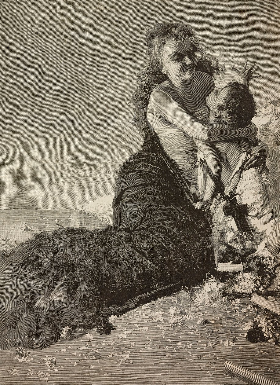Reneszánsz, anya gyerekkel, Vincenzo Irolli festményéből alkotó: Vicenzo (after) Irolli