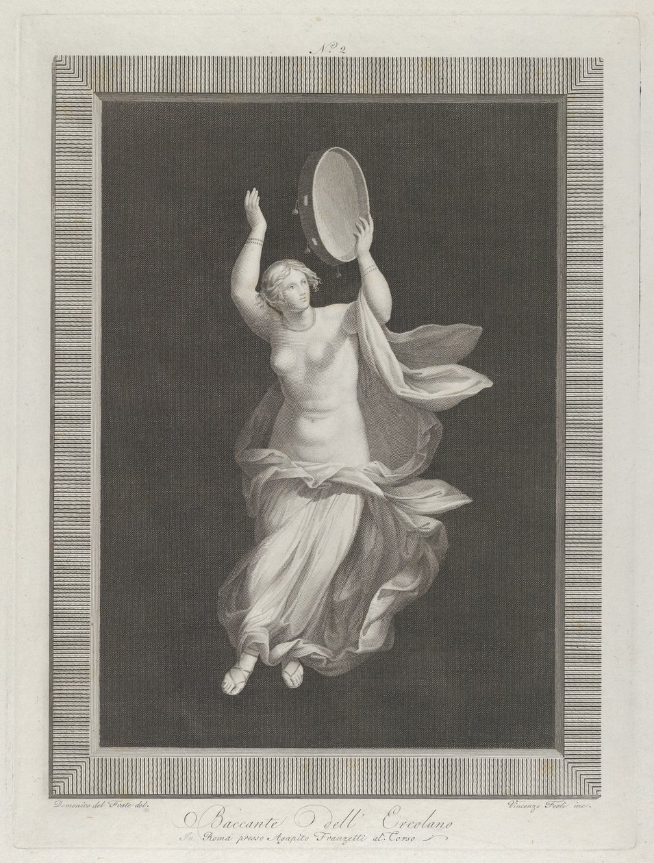Egy részben meztelen bacchante tamburán játszik, kb. 1795-1820 alkotó: Vicenzo Feoli