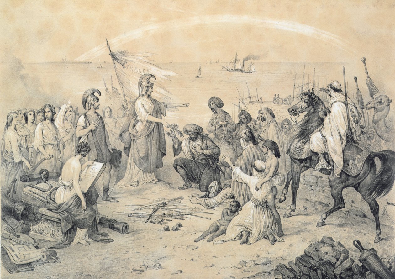 „Hódítás és civilizáció”, Algéria 1830. július 5-i francia inváziójának allegóriája, 1830-40 körül alkotó: Victor Adam