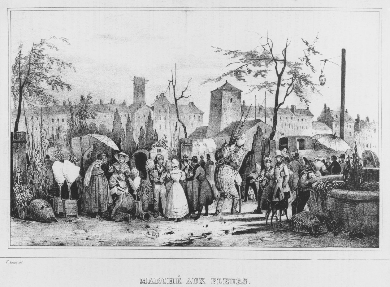 A párizsi virágpiac, 1834 alkotó: Victor Adam
