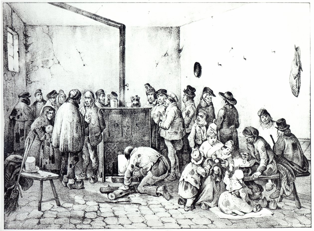 A nyilvános melegedő Párizsban, 1840 alkotó: Victor Adam
