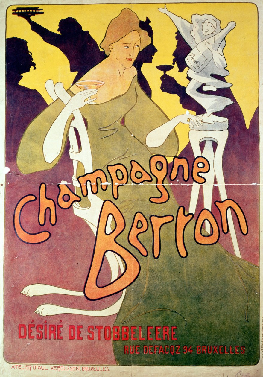 Pezsgő Berton, nyomta Josse Goosens 1876-1929 c.1900 színes litho alkotó: Victor Mignot