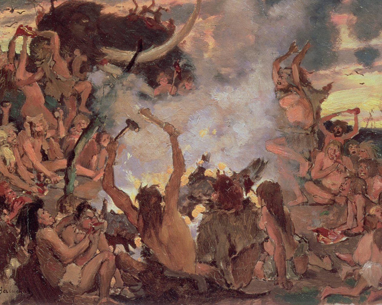 Kőkorszaki lakoma, 1883 alkotó: Victor Mikhailovich Vasnetsov