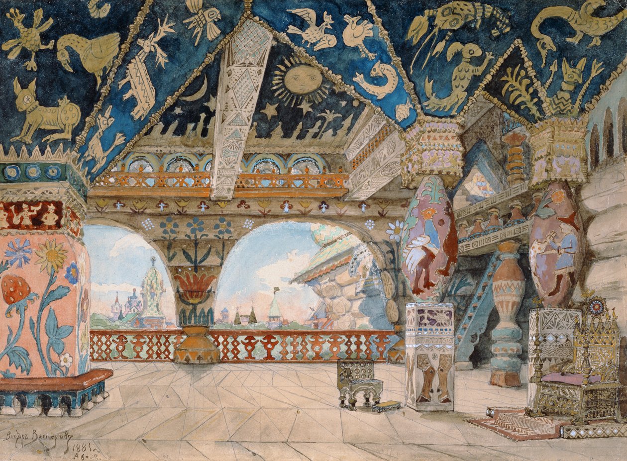 Színpadterv Nyikolaj Rimszkij-Korszakov „A hóleány” című operájához, 1883 alkotó: Victor Mikhailovich Vasnetsov