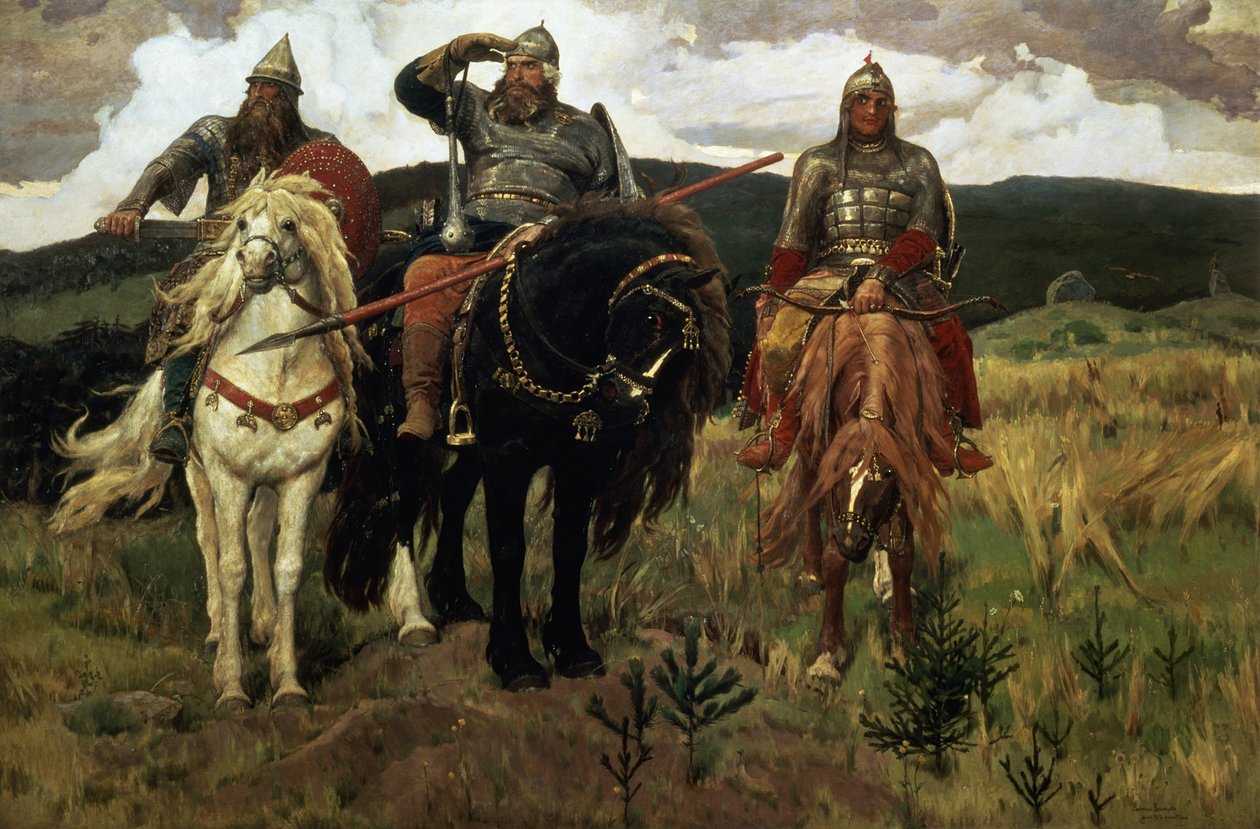 Harcos lovagok, 1881-98 alkotó: Victor Mikhailovich Vasnetsov