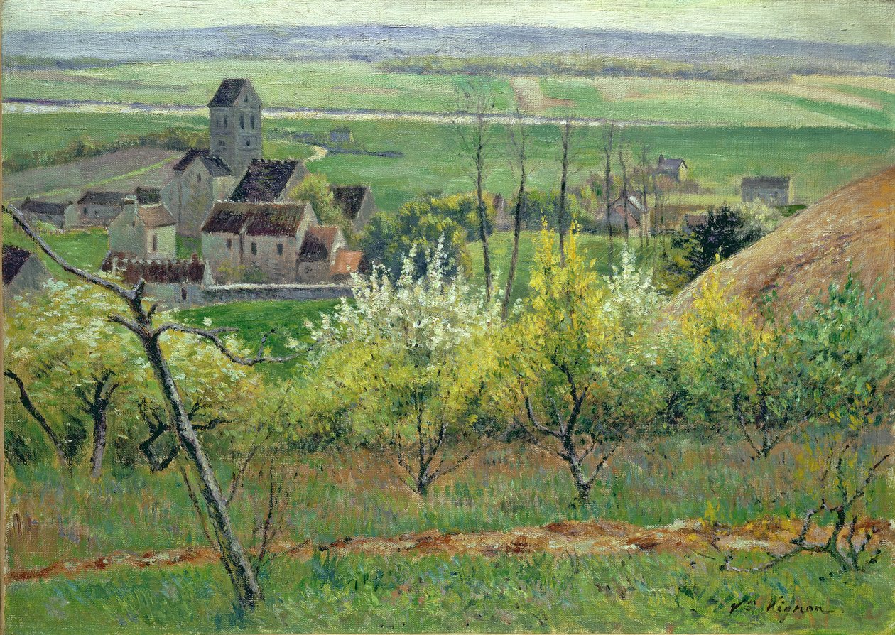 Egy falu Auvers közelében, 1885 körül alkotó: Victor Vignon