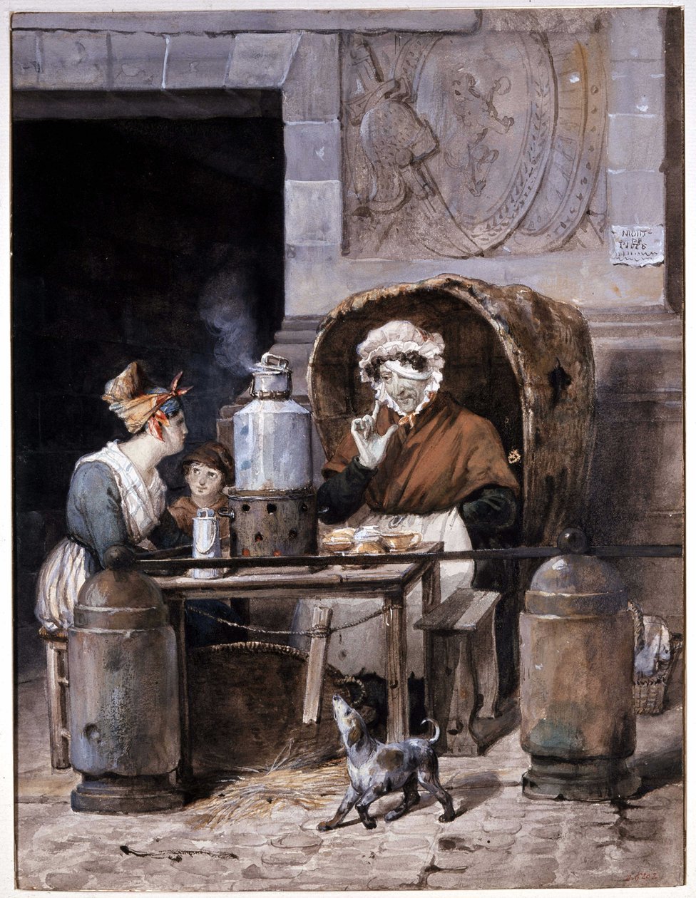 Kávézó kereskedő az utcán - Adam, v.1850 alkotó: Victor Adam