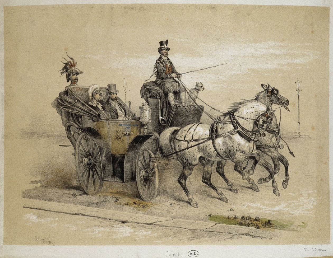 Caleche – Adam litográfiája, v.1840 alkotó: Victor Adam
