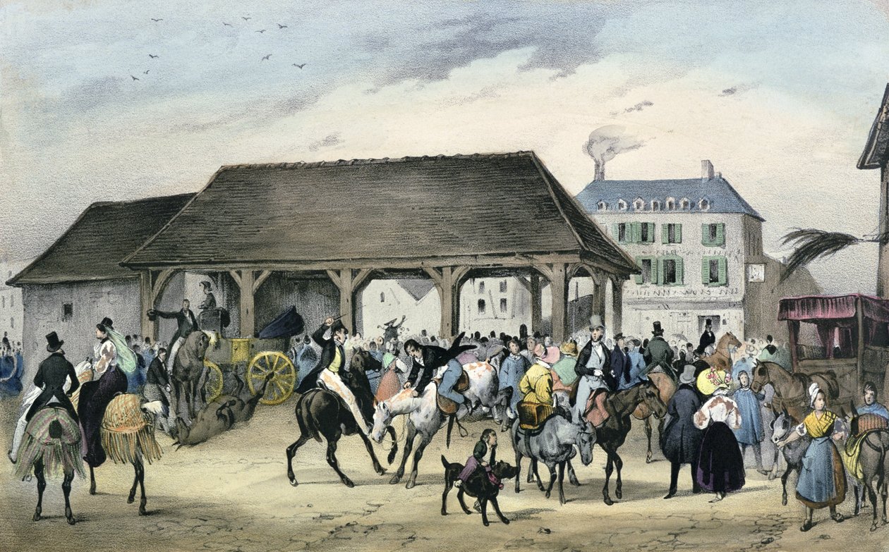 Szamarak fesztivál Montmorency-ben, Helyi ünnepségek Párizs körül, sorozat, 1830, alkotó: Victor Adam