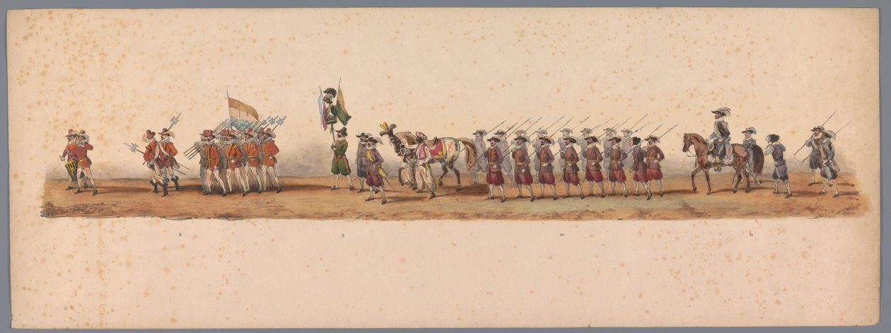 Történelmi körmenet az Utrechti Alkalmazott Tudományok Egyetemének második századik évfordulóján, 1836 (3. tábla) A holland hadsereg közeledése Ostendhez, 1600. július 3-án, a nieuwpoorti győzelem másnapján; a H ​​H Student által adott jelmezes ábrázolás s alkotó: Victor Adam