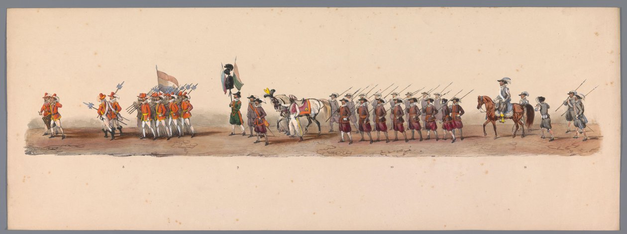 Történelmi körmenet az Utrechti Alkalmazott Tudományok Egyetemének második századik évfordulóján, 1836 (3. tábla) A holland hadsereg közeledése Ostendhez, 1600. július 3-án, a nieuwpoorti győzelem másnapján; a H ​​H Student által adott jelmezes ábrázolás s alkotó: Victor Adam