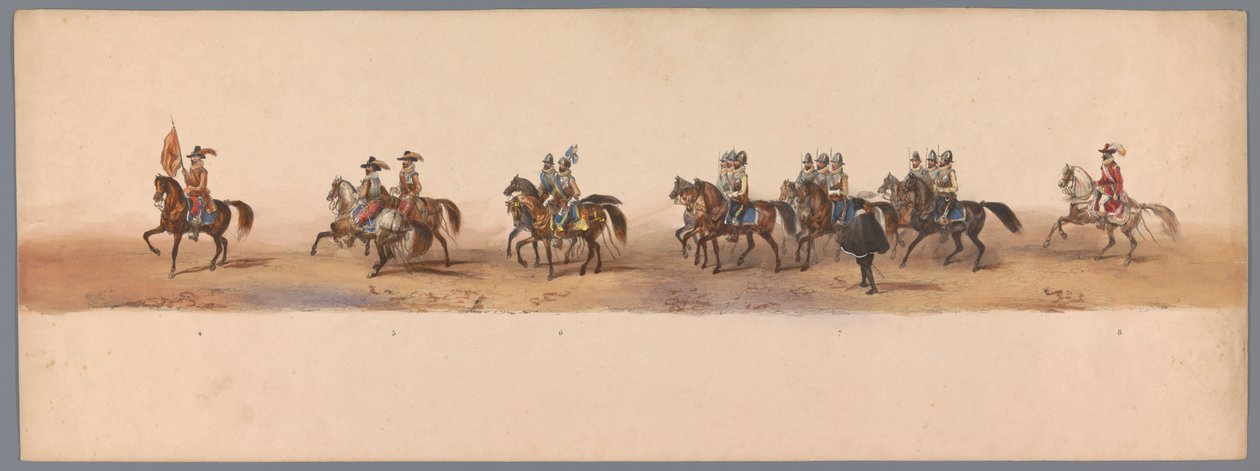 Történelmi körmenet az Utrechti Alkalmazott Tudományok Egyetemének második századik évfordulóján, 1836 (2. tábla) A holland hadsereg közeledése Ostendhez, 1600. július 3-án, a nieuwpoorti győzelem másnapján; a H ​​H Student által adott jelmezes ábrázolás s alkotó: Victor Adam