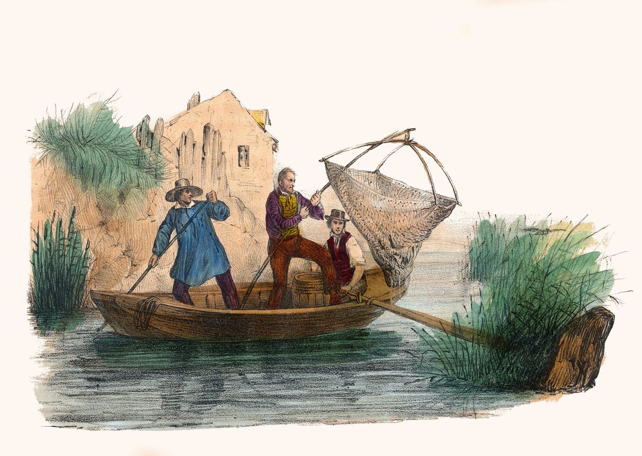 La Peche. „” Album Grotesque, Choices of Outstanding Types”, illusztrációi Victor Adam, Párizs, 1850 körül. alkotó: Victor Adam
