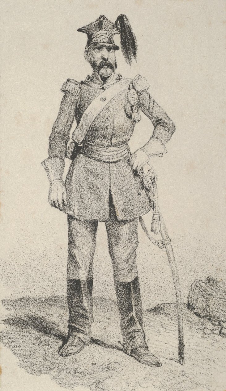 Álló katona, kezével a kard kormányán, 19. század közepe. alkotó: Victor Adam
