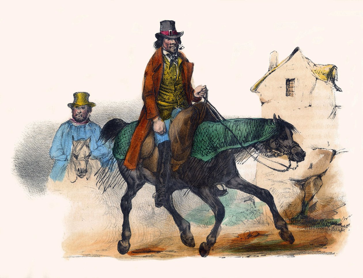 A marhahúskereskedő ügetett a profit kiszámításával. A Groteszk albumban, a kiemelkedő típusok választása, Victor Adam illusztrációi, Párizs, 1850 körül. alkotó: Victor Adam
