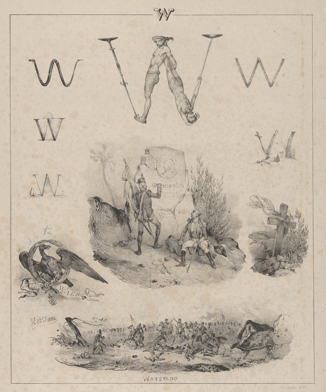 W betű: Washington, Wagram, Waterloo, 1833. alkotó: Victor Adam