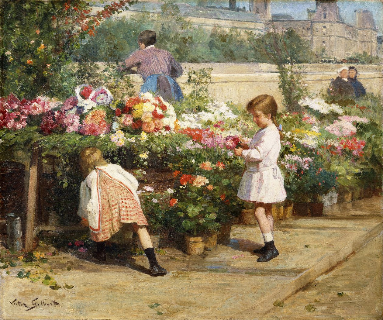 Virágpiac a Szajna mellett, alkotó: Victor Gabriel Gilbert