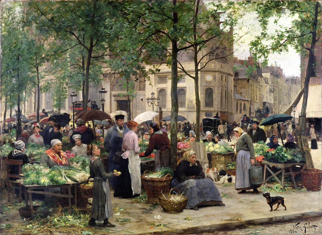 A Les Halles előtti tér, 1880 alkotó: Victor Gabriel Gilbert