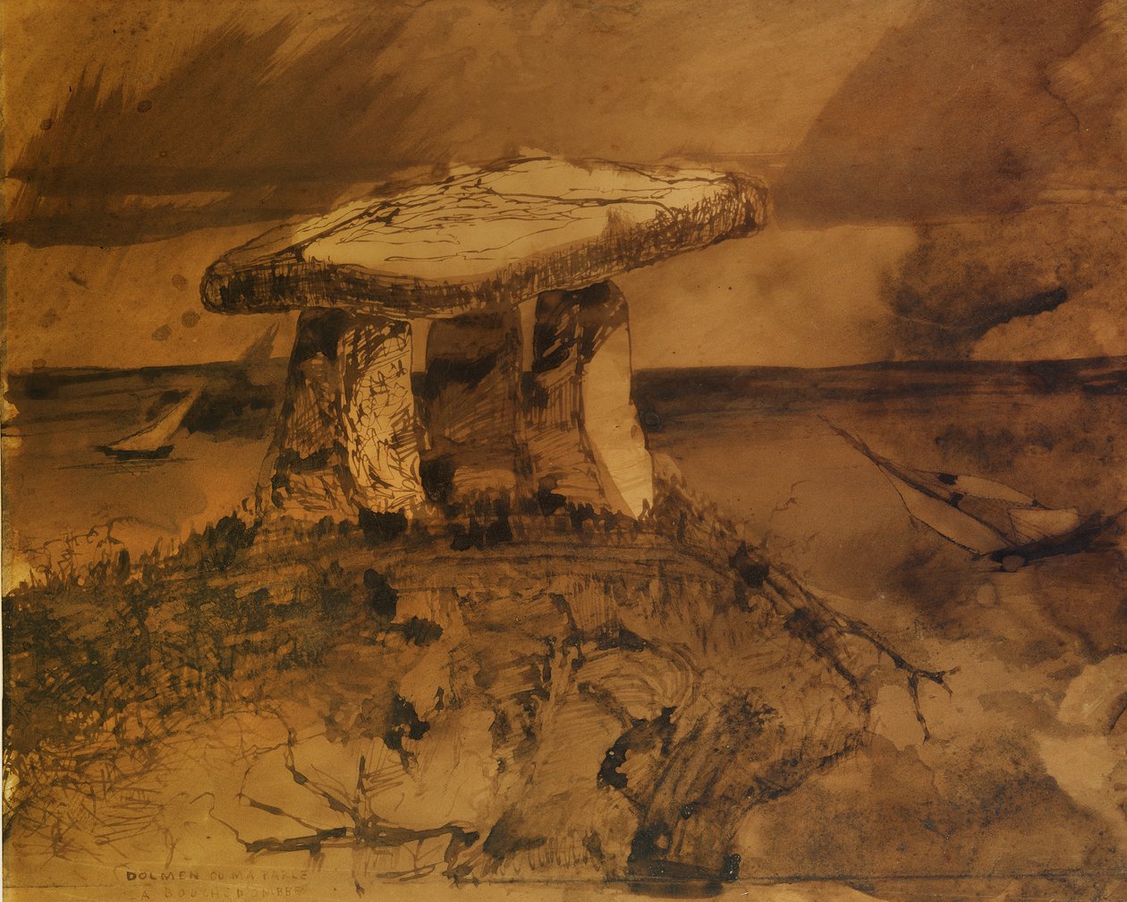 Dolmen, ahol az árnyékos száj beszél hozzám (toll, tinta és mosás papíron) alkotó: Victor Hugo
