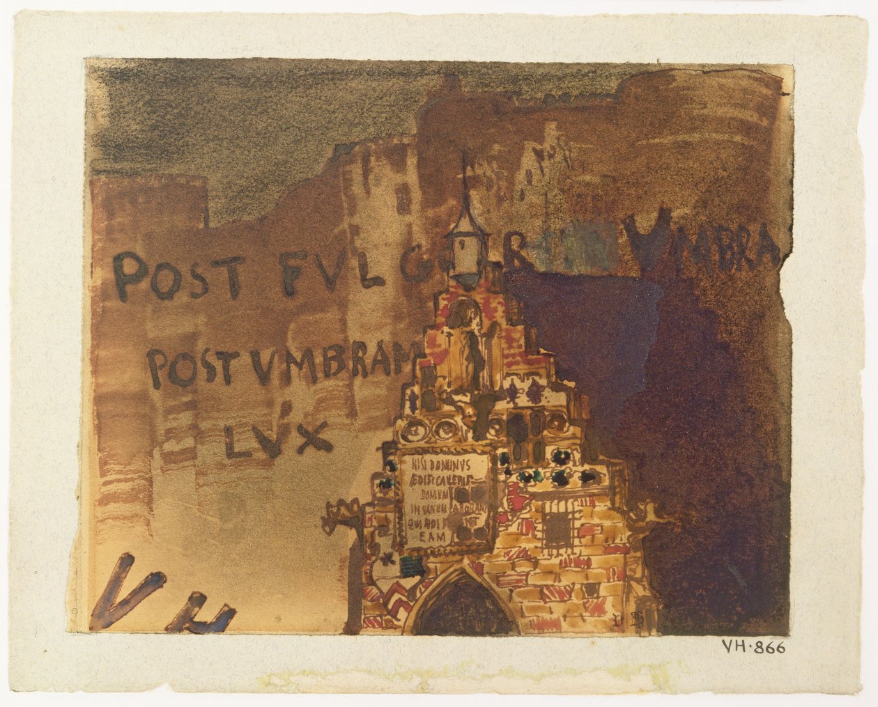 Chevalier de Saint-Georges háza, Heidelberg (toll, tinta és WC papíron) alkotó: Victor Hugo