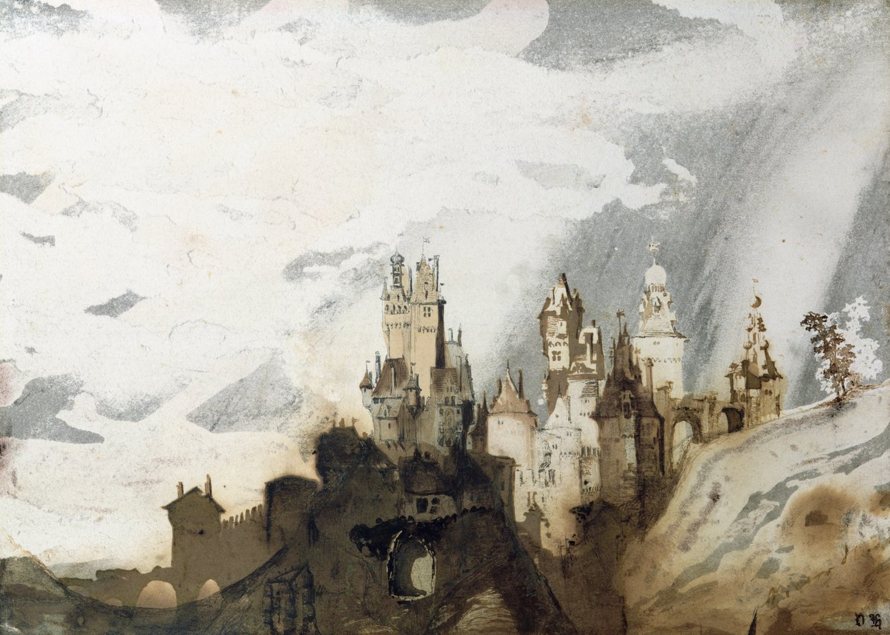 Le Gai Chateau (toll és tinta, mosás és WC papíron) alkotó: Victor Hugo