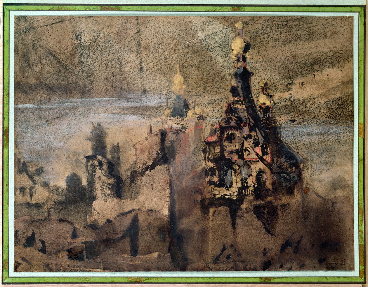 Spanyolország emléke, 1850 (tintás mosás és gouache papíron) alkotó: Victor Hugo