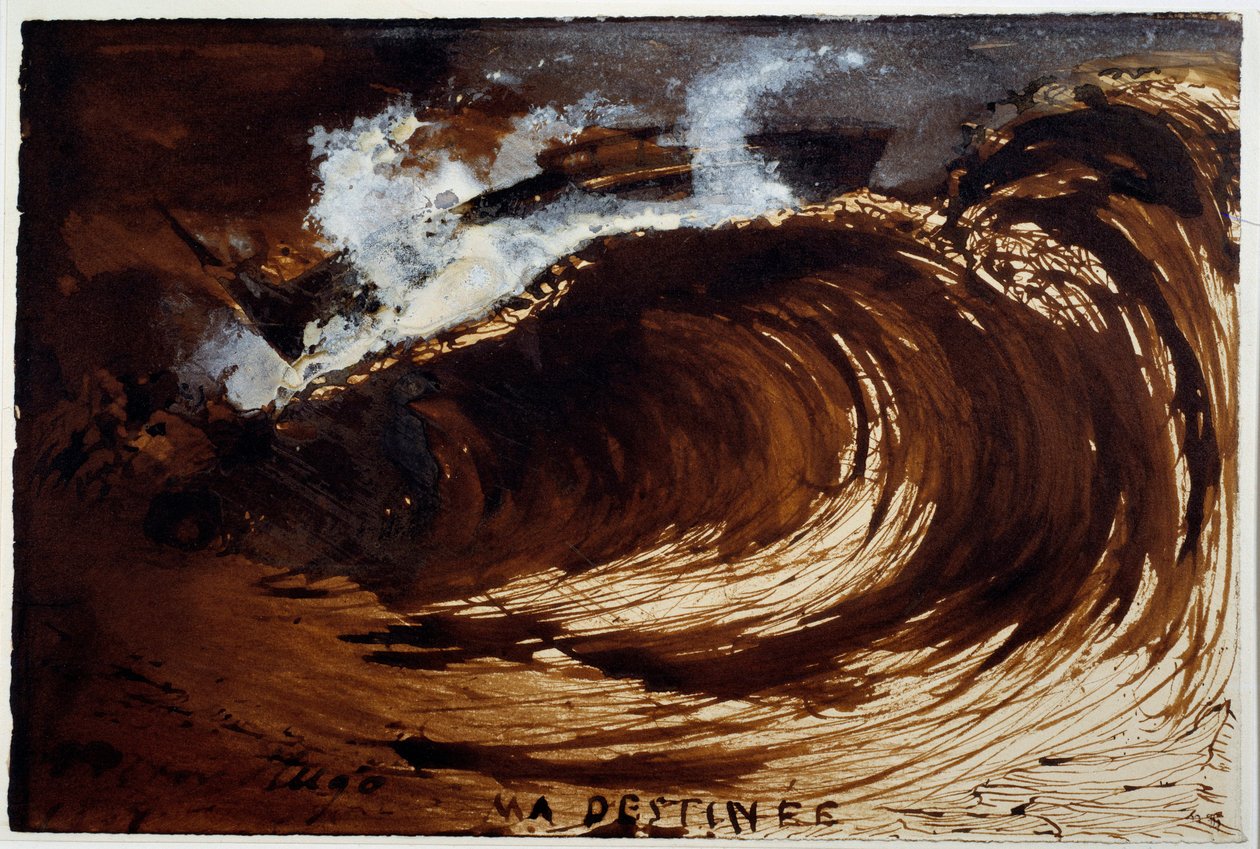 A végzetem. Hullám ábrázolása a tenger közepén. Victor Hugo (1802-1885) rajza alkotó: Victor Hugo