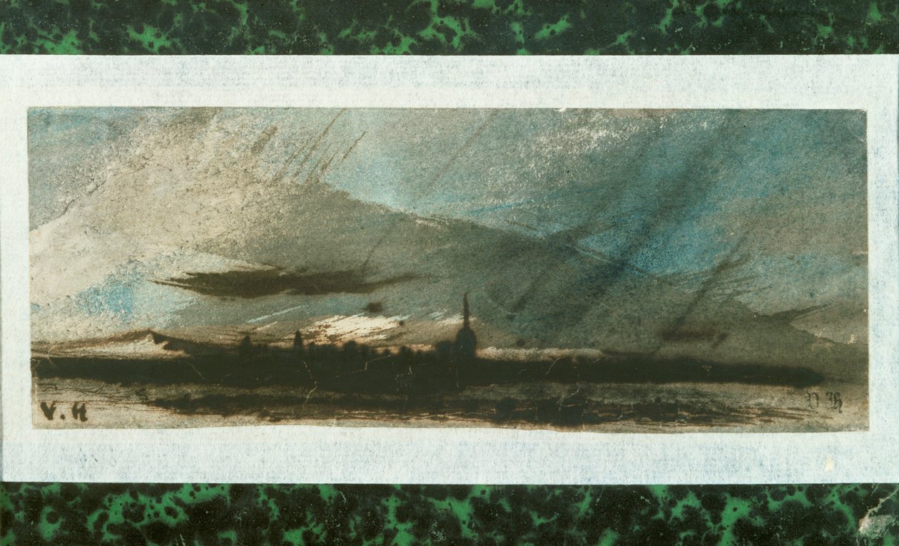 Ville au crespuscule Pen and wash ... alkotó: Victor Hugo