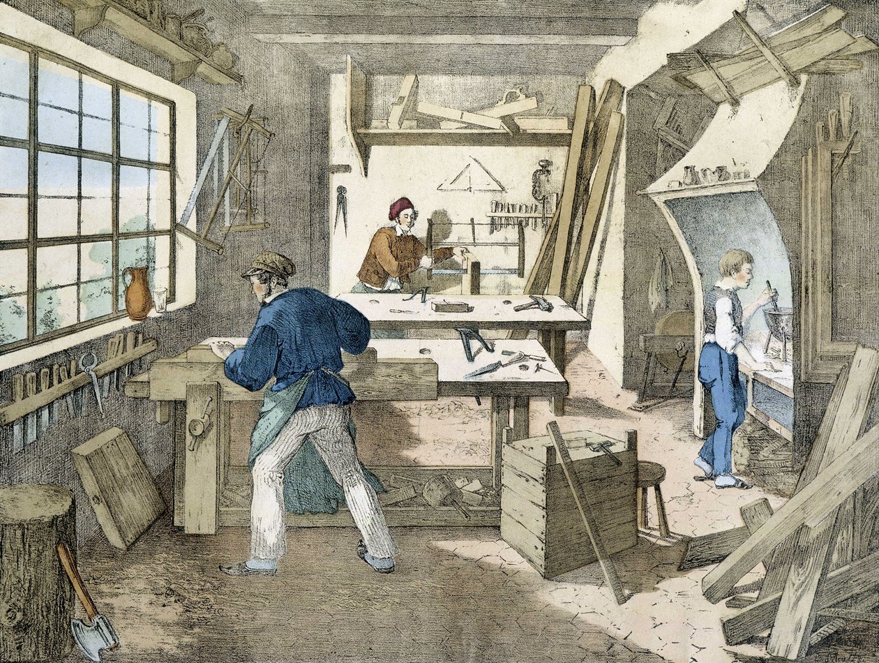 Az asztalos, Janson litho. 19. század. alkotó: Victor Janson
