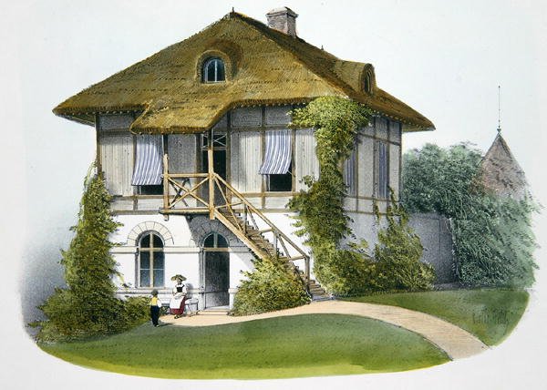 Egy ház Enghienben, illusztráció a „Habitations Champetres”-ből, Párizs, 1895 körül (chromolitho) alkotó: Victor Jean Baptiste (after) Petit
